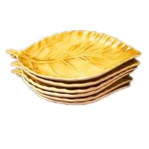 6 Vintage Painted Fall Plates Leaves Tablescape Host